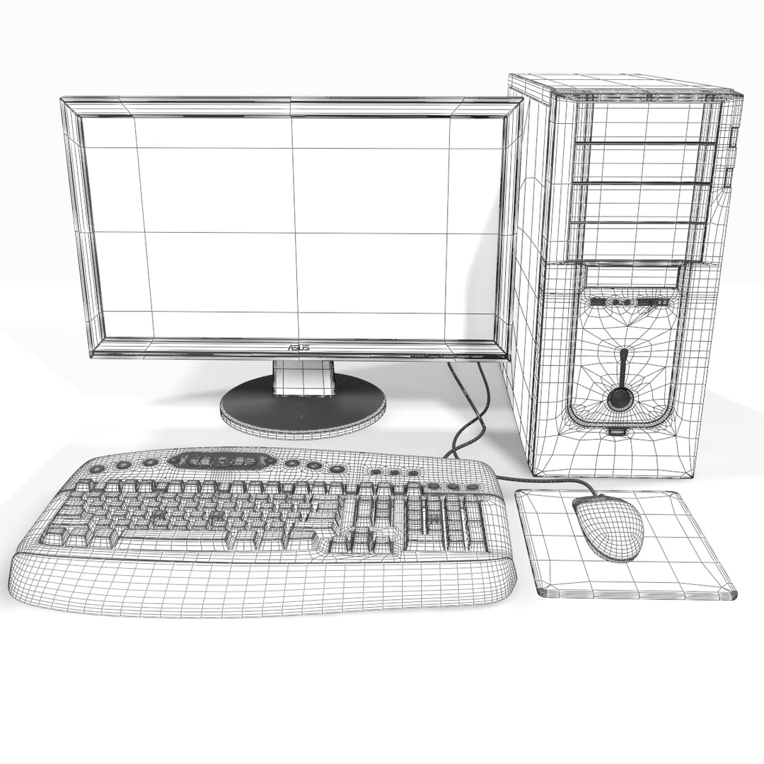 Personal Computer 3D Model wireframe view 