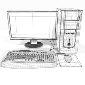 Personal Computer 3D Model wireframe view  Thumbnail