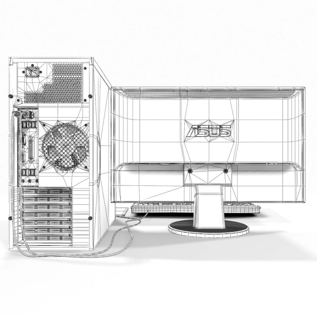 Personal Computer 3D Model wireframe view