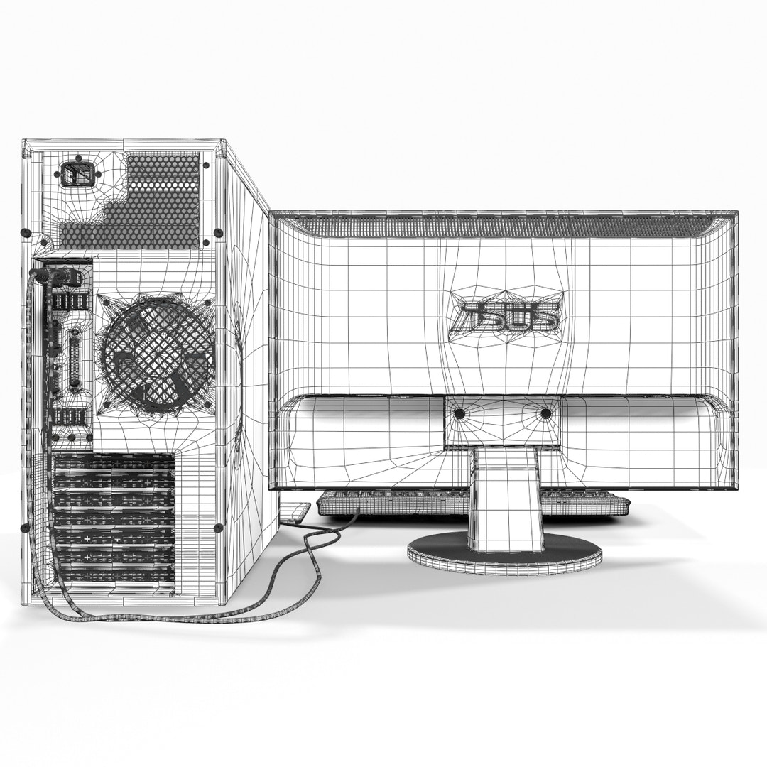 Personal Computer 3D Model wireframe view