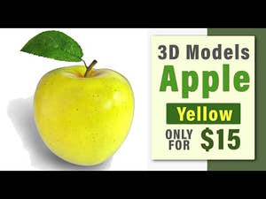Yellow Apple 3d Model 360 Thumbnail