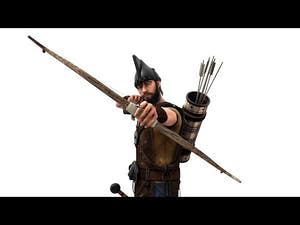 Rigged Archer 3D Model with Hair 360 View Thumbnail