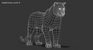 Cougar 3D model Wireframe view subdivision 0 Thumbnail