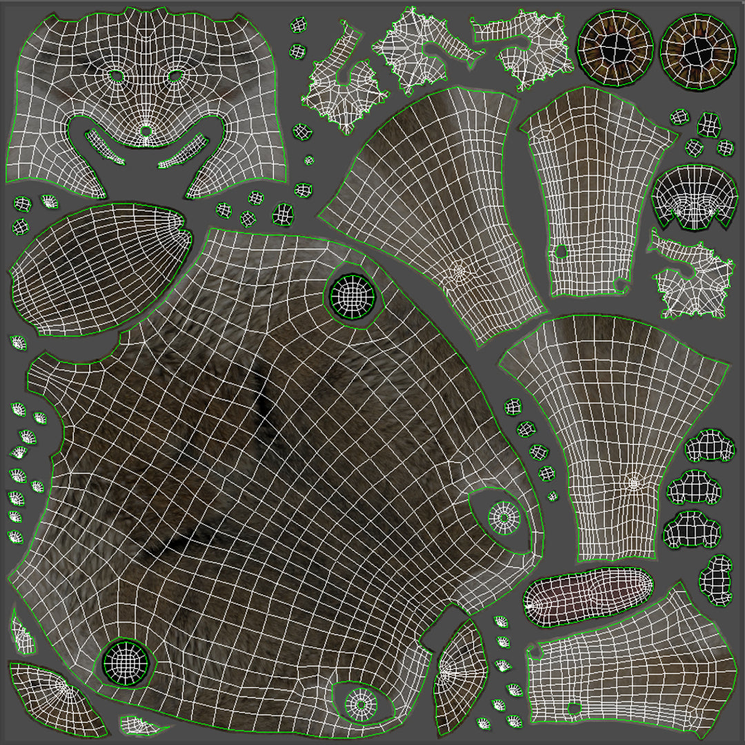 Red Wolf 3D Model UVs