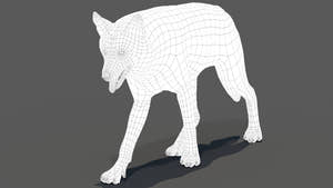 3D model of a wolf with a wireframe structure on a gray background Thumbnail
