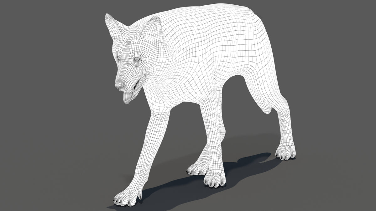 Animated Red Wolf 3D Model Fur