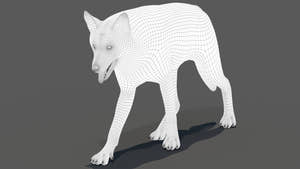 3D model of a wolf with a wireframe structure on a gray background Thumbnail