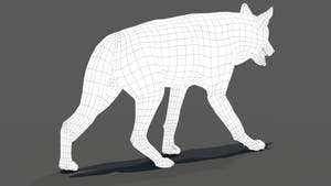 3D model of a wolf with a wireframe structure on a gray background Thumbnail