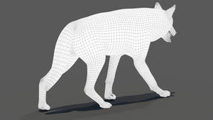 3D model of a wolf with a wireframe structure on a gray background Thumbnail