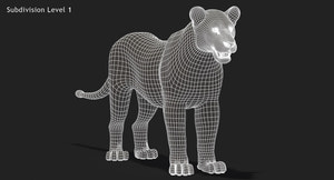 Lion 3D Model Wireframe View Subdivision Level 1 Thumbnail
