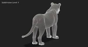 Lion 3D Model Wireframe View Subdivision Level 1 Thumbnail