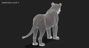 Lion 3D Model Wireframe View Subdivision Level 1 Thumbnail