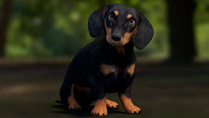 Rigged Black Dachshund Dog 3D Model – Game-Ready Thumbnail