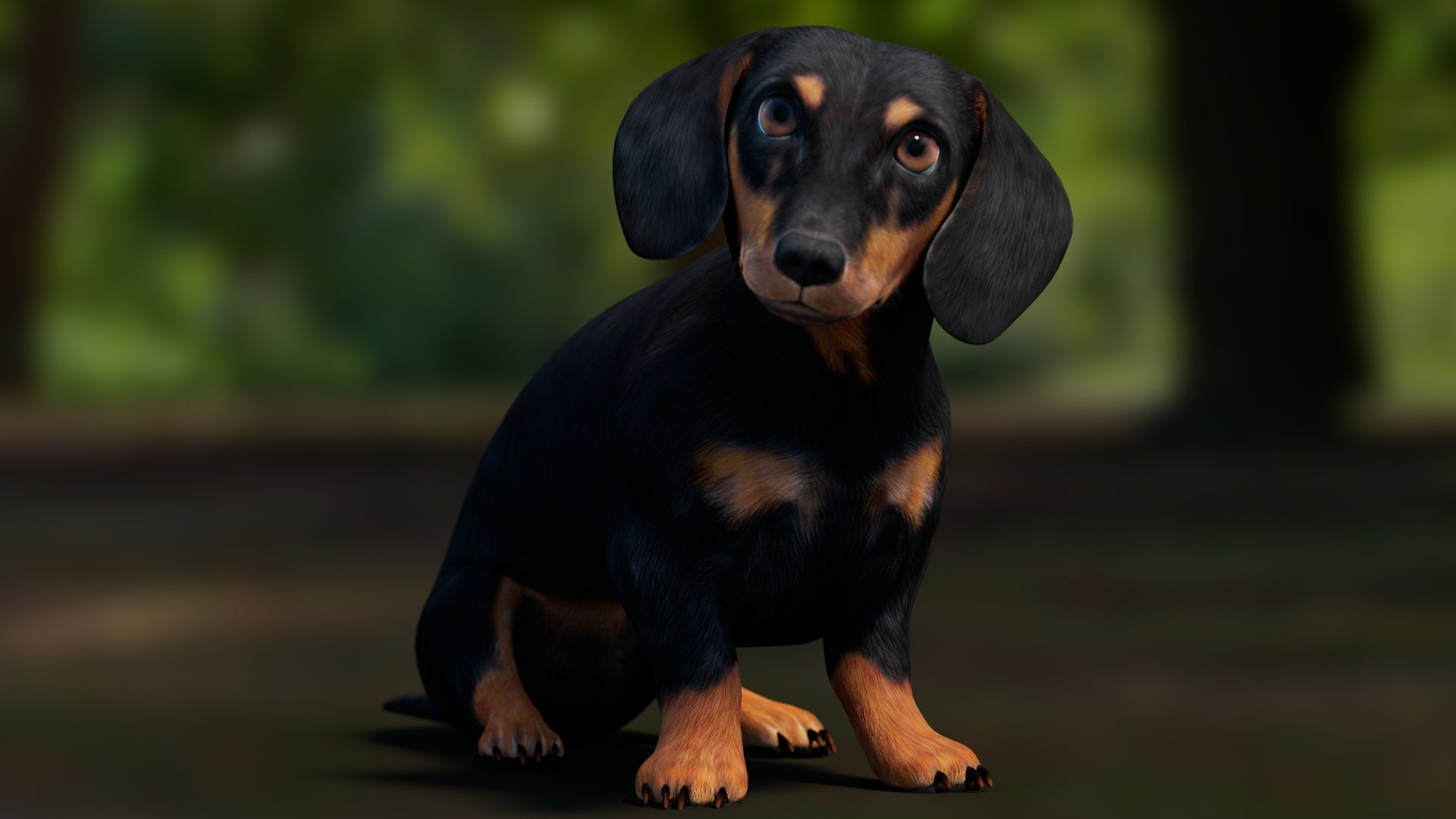 Rigged Black Dachshund Dog 3D Model – Game-Ready