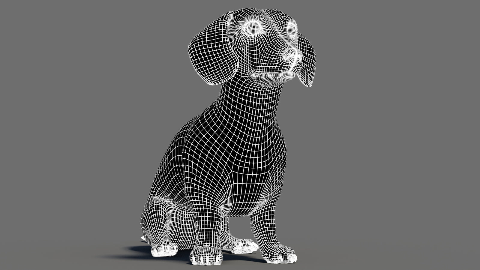 リギングされたダックスフント犬の3Dモデルファー