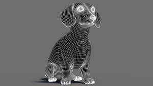 Rigged Black Dachshund Dog 3D Model with Fur Thumbnail