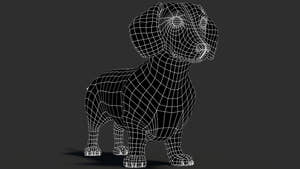 Rigged Black Dachshund Dog 3D Model with Fur Thumbnail