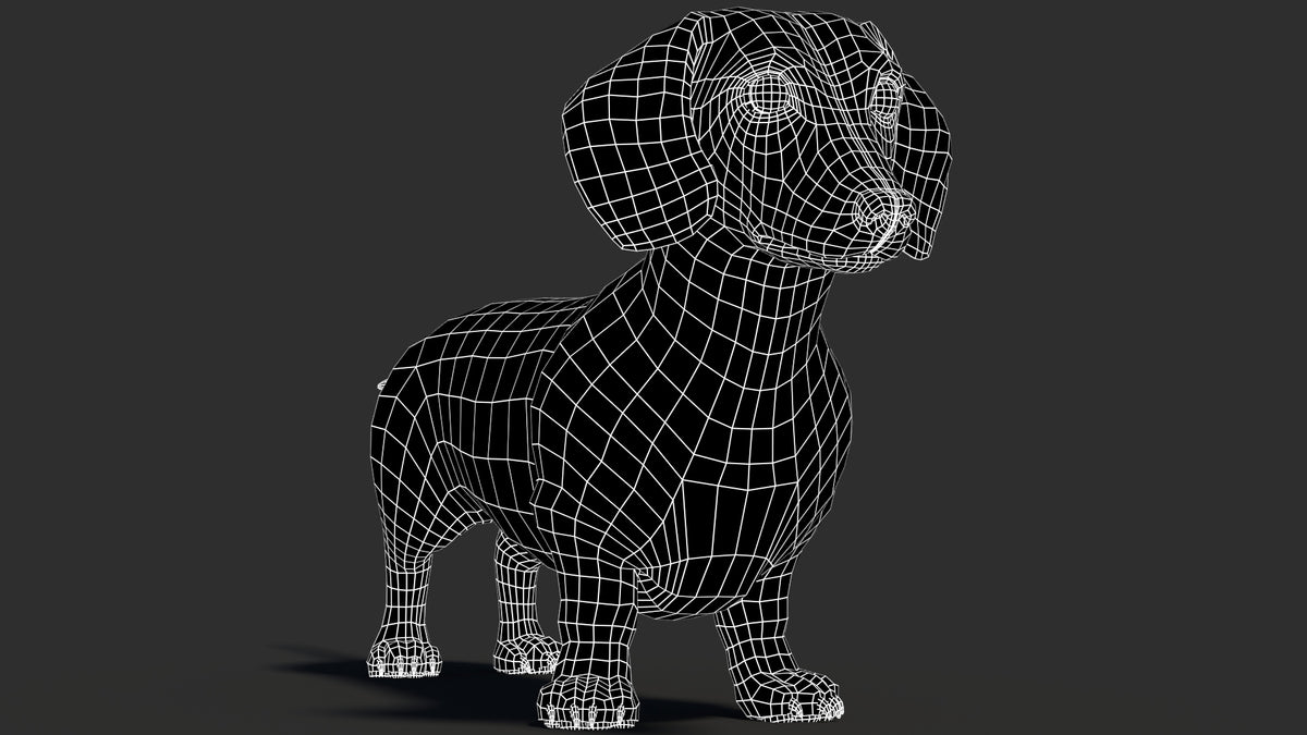 Rigged Black Dachshund Dog 3D Model - Hair and Fur