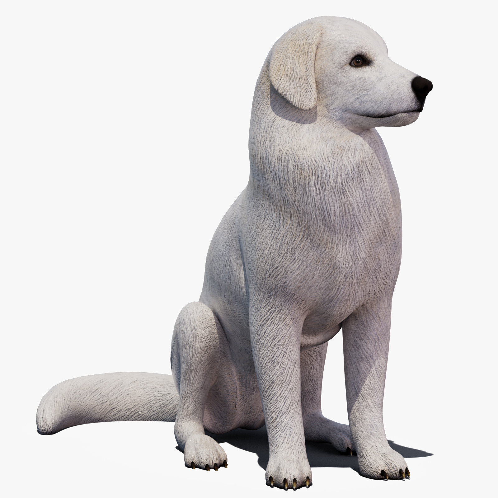 rigged Great Pyrenees dog 3D model - cover