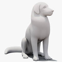 Rigged Great Pyrenees Dog 3D Model - Untextured Previz
