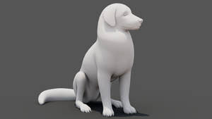Rigged Great Pyrenees Dog 3D Model - Untextured Previz Thumbnail