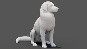 Rigged Great Pyrenees Dog 3D Model - Untextured Previz Thumbnail