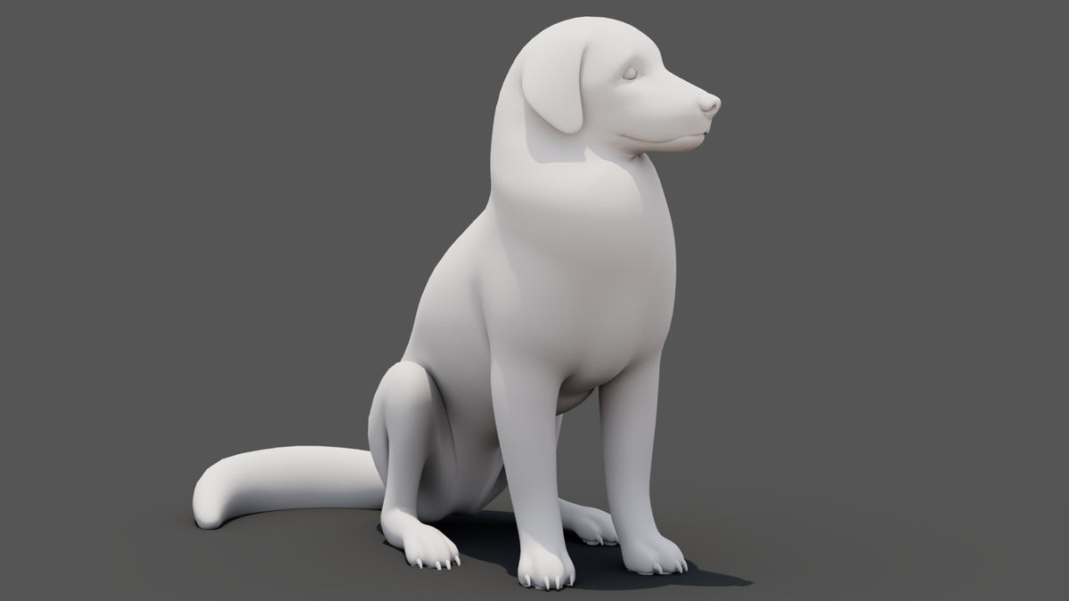 Rigged Great Pyrenees Dog 3D Model - Untextured Previz