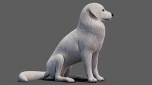 rigged Great Pyrenees dog 3D model Thumbnail
