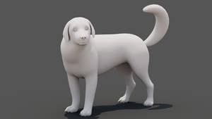Great Pyrenees 3D model posed, clay render for animation blocking Thumbnail