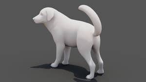Rigged Great Pyrenees Dog 3D Model - Untextured Previz Thumbnail