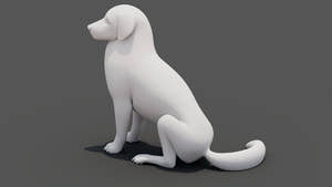 Rigged Great Pyrenees Dog 3D Model - Untextured Previz Thumbnail