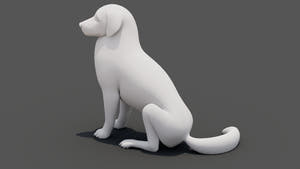 Rigged Great Pyrenees Dog 3D Model - Untextured Previz Thumbnail