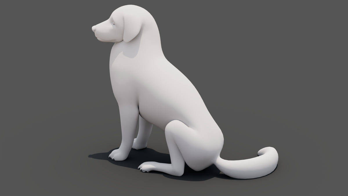Rigged Great Pyrenees Dog 3D Model - Untextured Previz