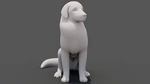 Rigged Great Pyrenees Dog 3D Model - Untextured Previz Thumbnail