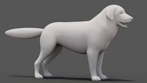 Rigged Great Pyrenees Dog 3D Model - Untextured Previz Thumbnail