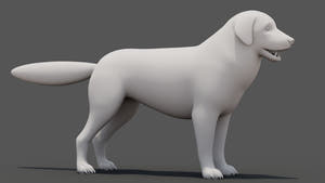 Rigged Great Pyrenees Dog 3D Model - Untextured Previz Thumbnail