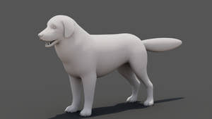 Rigged Great Pyrenees Dog 3D Model - Untextured Previz Thumbnail