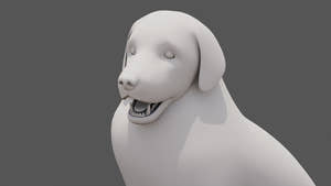 Rigged Great Pyrenees Dog 3D Model - Untextured Previz Thumbnail