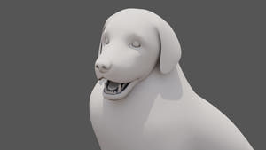 Rigged Great Pyrenees Dog 3D Model - Untextured Previz Thumbnail