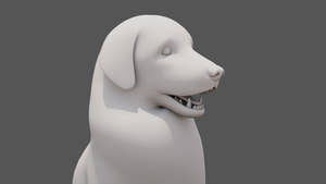 Rigged Great Pyrenees Dog 3D Model - Untextured Previz Thumbnail