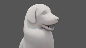 Rigged Great Pyrenees Dog 3D Model - Untextured Previz Thumbnail