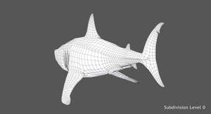  Great White Shark 3D Model Wireframe View 2 Thumbnail