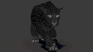 Rigged Leopard 3D Model Wireframe View Subdivision Level 0 Thumbnail