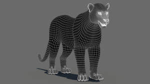 Leopard 3D Model Wireframe View Subdivision Level 1 Thumbnail