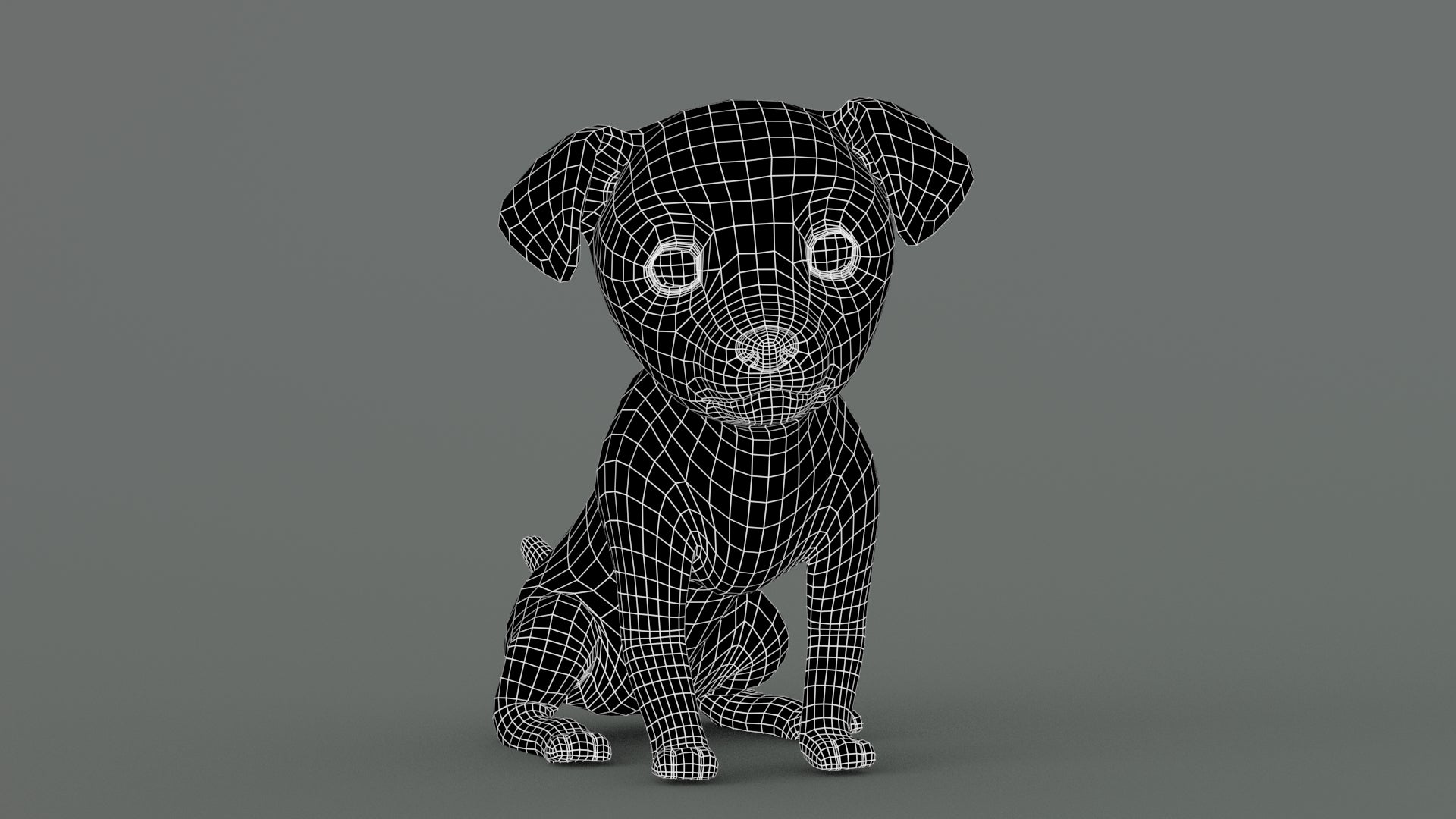 Maltipoo Dog Puppy 3D Model Wireframe View Sibdivision Level 0