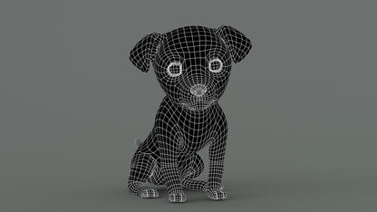 Maltipoo Dog Puppy 3D Model Wireframe View Sibdivision Level 0