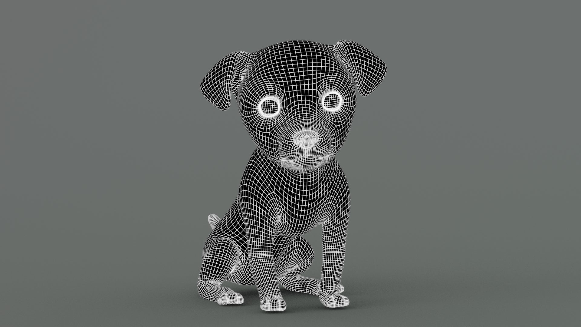 Maltipoo Dog Puppy 3D Model Wireframe View Sibdivision Level 1