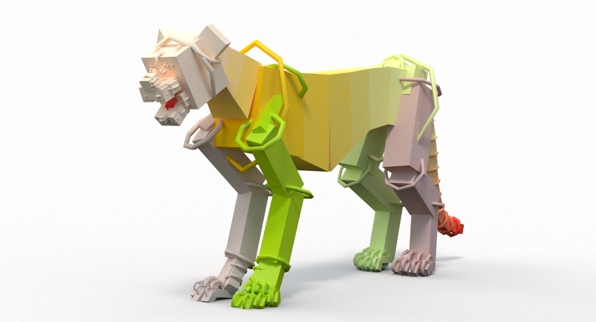 White Sumatran Tiger 3D Model Rigged Fur