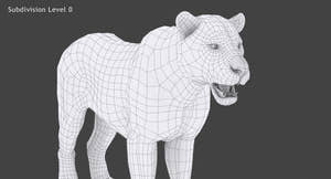 White Sumatran Tiger 3D Model Rigged Fur Thumbnail