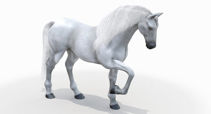 Rigged White Horse 3D Model